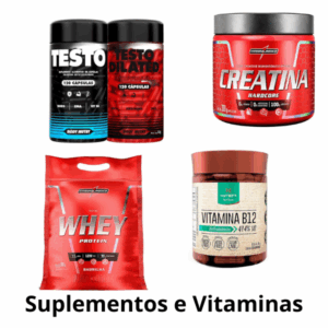 Suplementos, vitaminas, pre e pos treinos